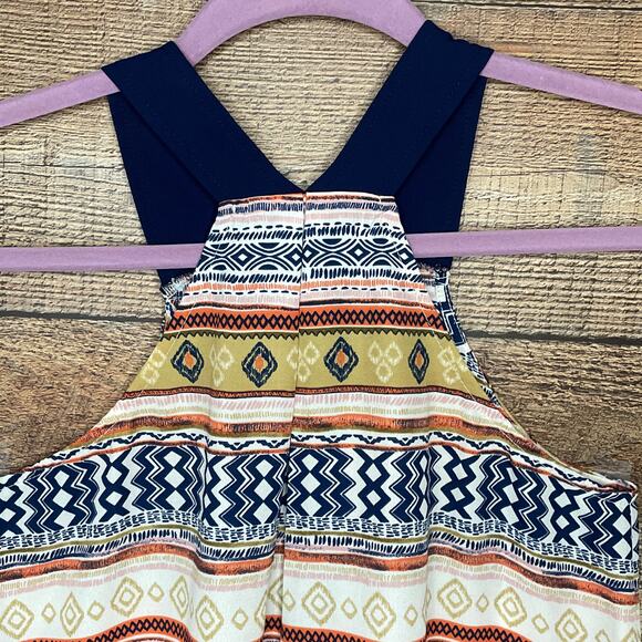 THML 1/2 Zip Multi Pattern Striped Racerback Tank Top Round Hem Size Small - Picture 6 of 7